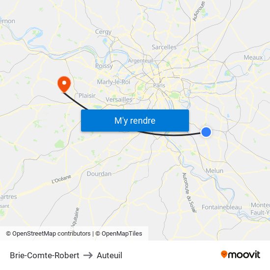 Brie-Comte-Robert to Auteuil map