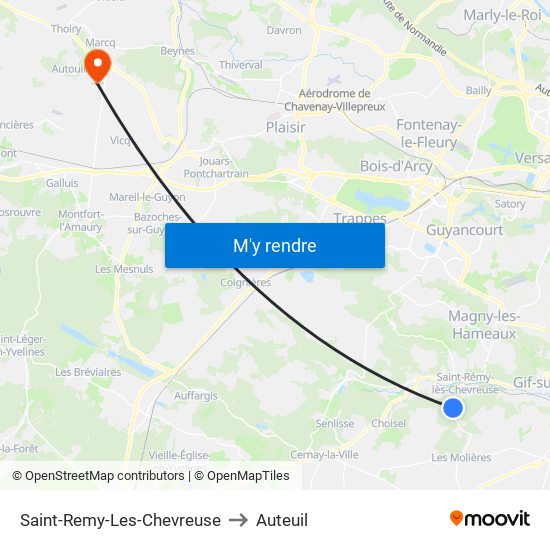 Saint-Remy-Les-Chevreuse to Auteuil map