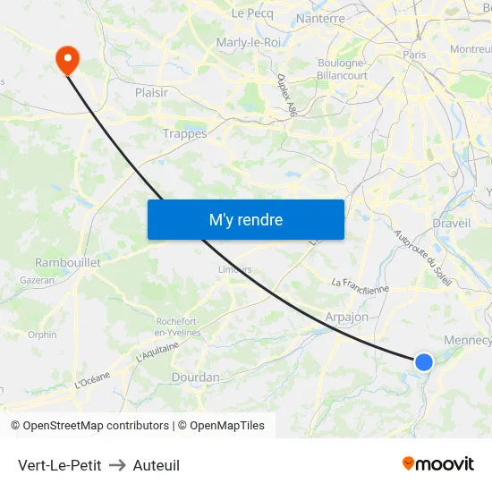 Vert-Le-Petit to Auteuil map