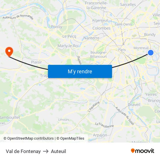 Val de Fontenay to Auteuil map