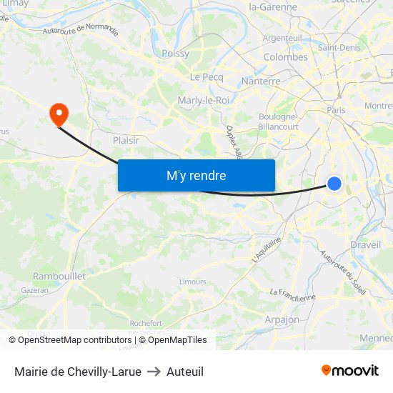 Mairie de Chevilly-Larue to Auteuil map