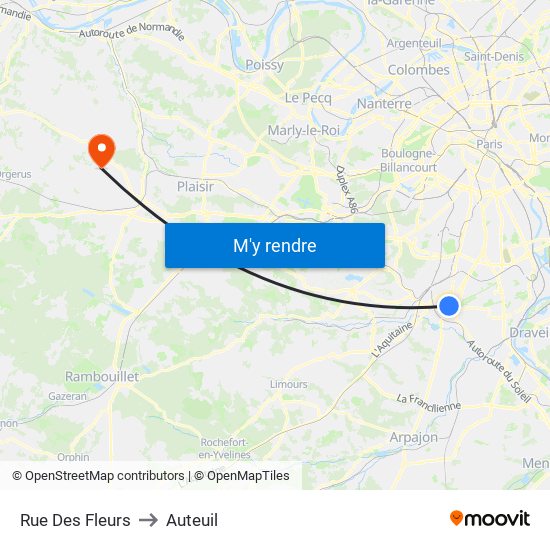 Rue Des Fleurs to Auteuil map
