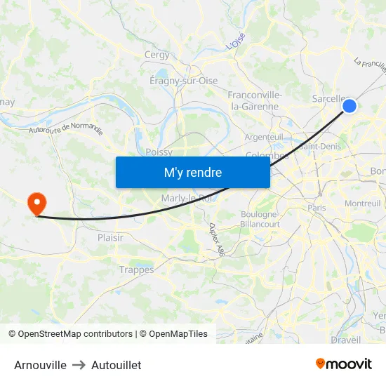 Arnouville to Autouillet map
