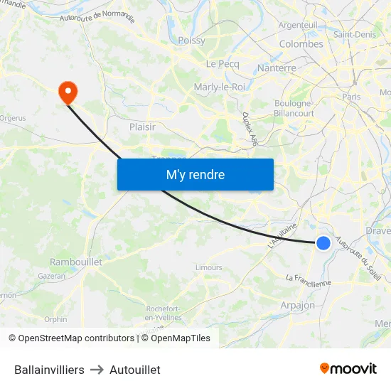 Ballainvilliers to Autouillet map