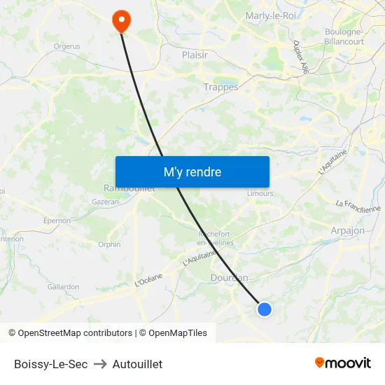 Boissy-Le-Sec to Autouillet map