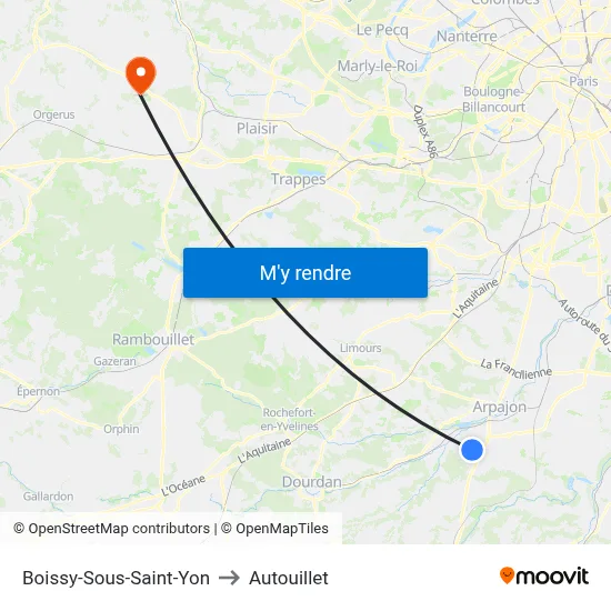 Boissy-Sous-Saint-Yon to Autouillet map