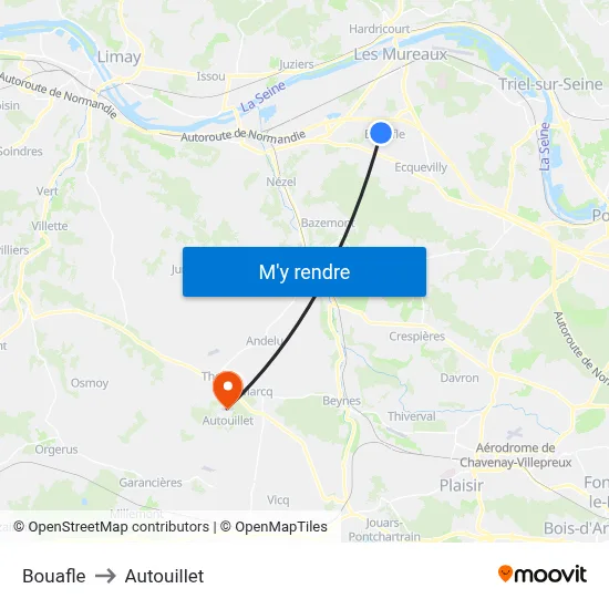Bouafle to Autouillet map