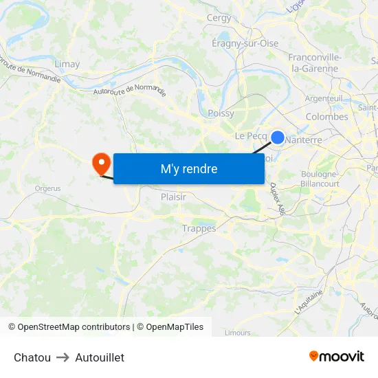 Chatou to Autouillet map