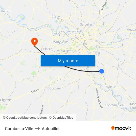 Combs-La-Ville to Autouillet map