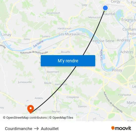 Courdimanche to Autouillet map