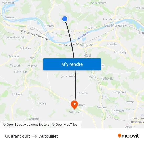 Guitrancourt to Autouillet map