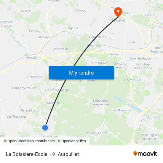 La Boissiere-Ecole to Autouillet map