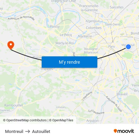 Montreuil to Autouillet map