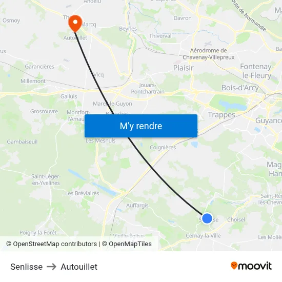 Senlisse to Autouillet map