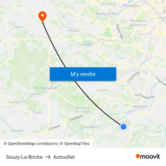 Souzy-La-Briche to Autouillet map