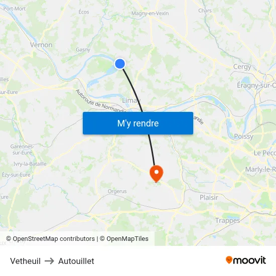 Vetheuil to Autouillet map