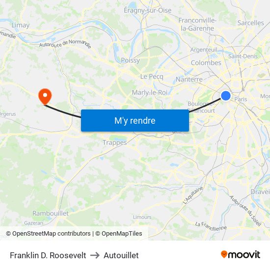 Franklin D. Roosevelt to Autouillet map
