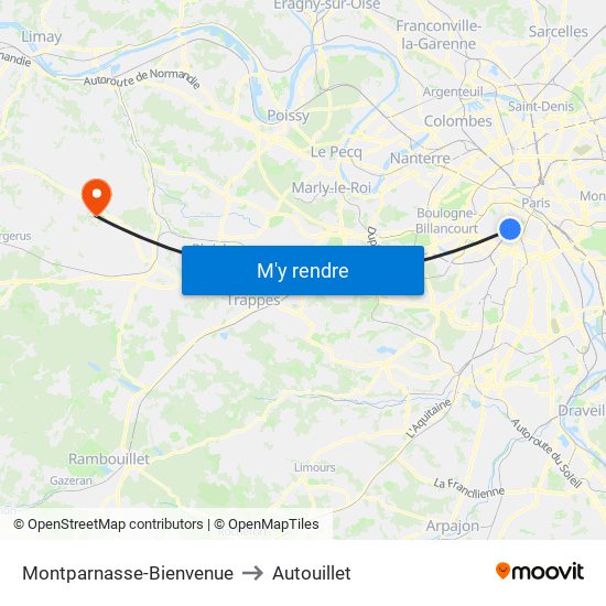 Montparnasse-Bienvenue to Autouillet map