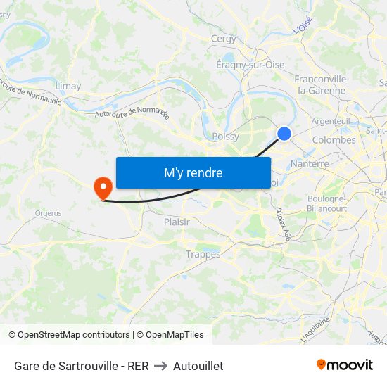 Gare de Sartrouville - RER to Autouillet map
