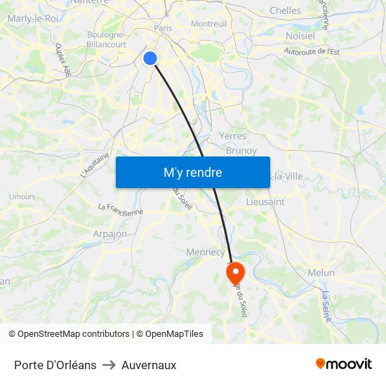 Porte D'Orléans to Auvernaux map