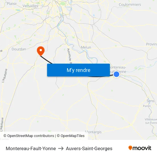 Montereau-Fault-Yonne to Auvers-Saint-Georges map