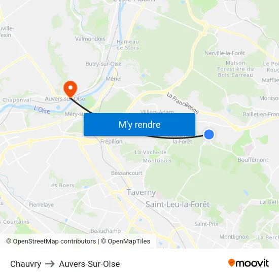 Chauvry to Auvers-Sur-Oise map