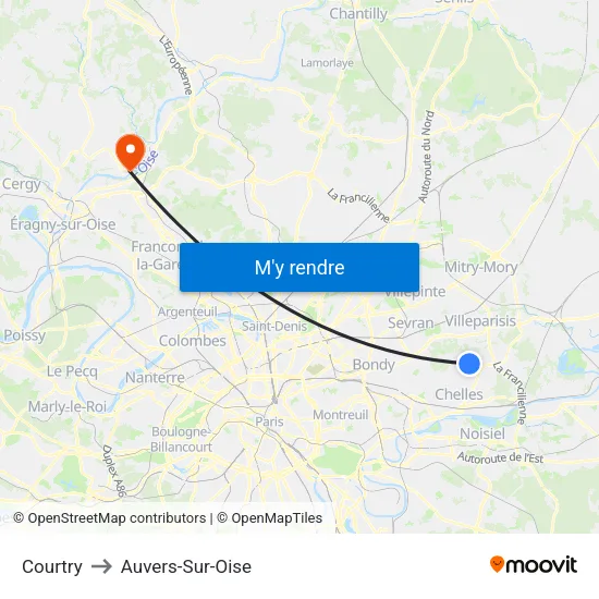 Courtry to Auvers-Sur-Oise map