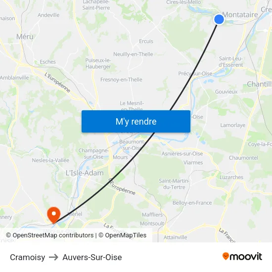 Cramoisy to Auvers-Sur-Oise map