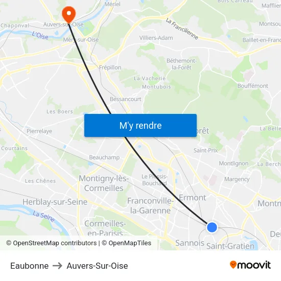 Eaubonne to Auvers-Sur-Oise map