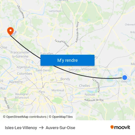 Isles-Les-Villenoy to Auvers-Sur-Oise map