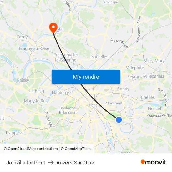 Joinville-Le-Pont to Auvers-Sur-Oise map