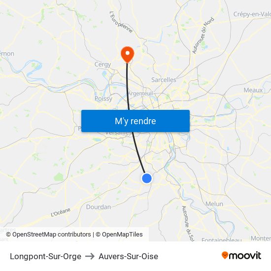 Longpont-Sur-Orge to Auvers-Sur-Oise map