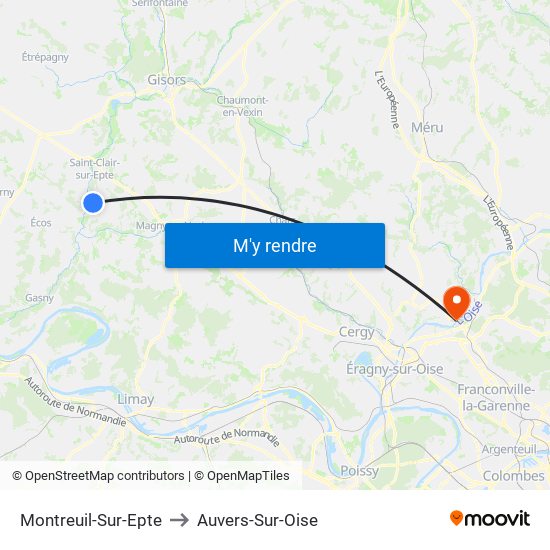 Montreuil-Sur-Epte to Auvers-Sur-Oise map