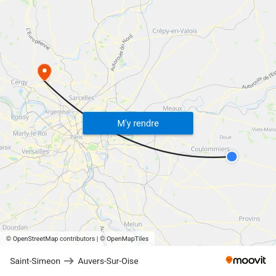 Saint-Simeon to Auvers-Sur-Oise map
