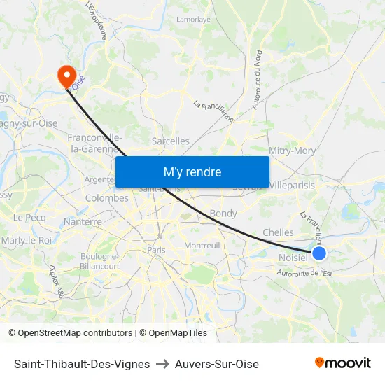 Saint-Thibault-Des-Vignes to Auvers-Sur-Oise map