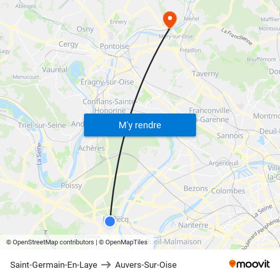 Saint-Germain-En-Laye to Auvers-Sur-Oise map
