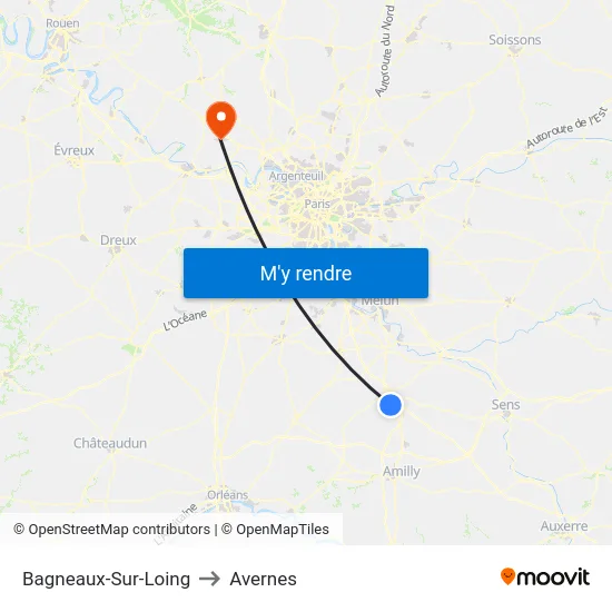 Bagneaux-Sur-Loing to Avernes map