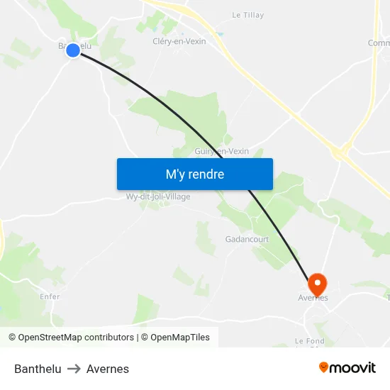 Banthelu to Avernes map
