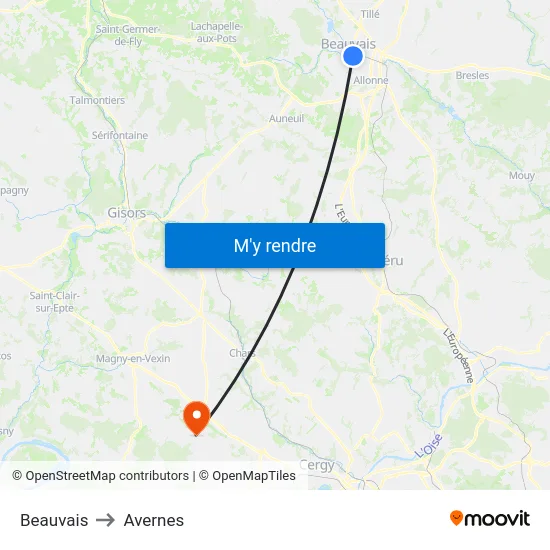 Beauvais to Avernes map