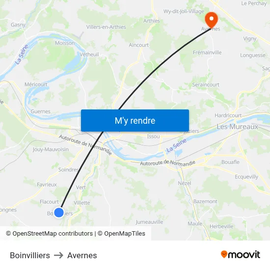 Boinvilliers to Avernes map