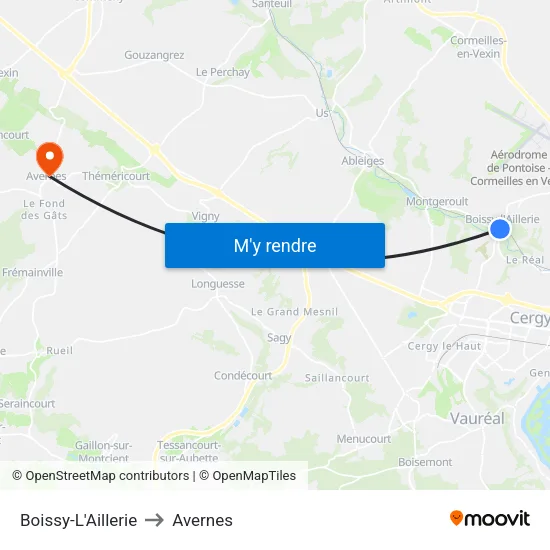 Boissy-L'Aillerie to Avernes map
