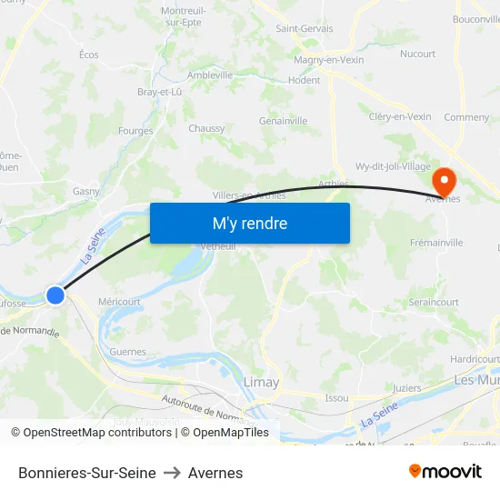 Bonnieres-Sur-Seine to Avernes map
