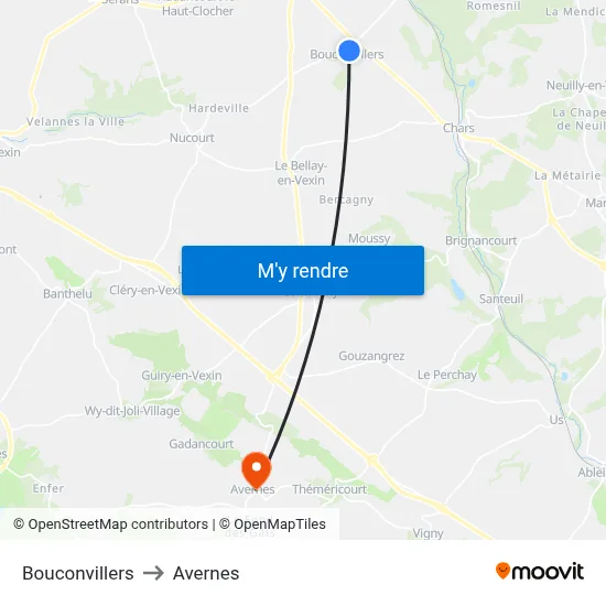 Bouconvillers to Avernes map