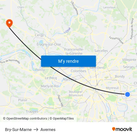 Bry-Sur-Marne to Avernes map