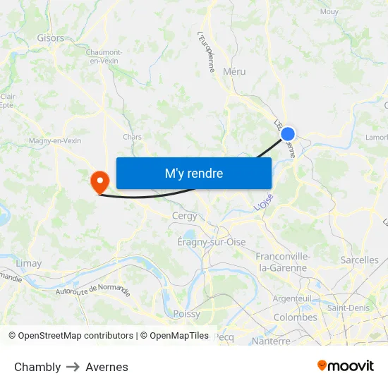 Chambly to Avernes map