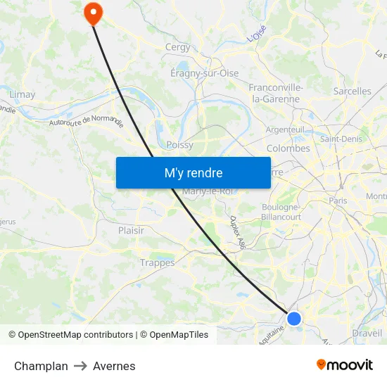 Champlan to Avernes map