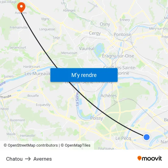 Chatou to Avernes map