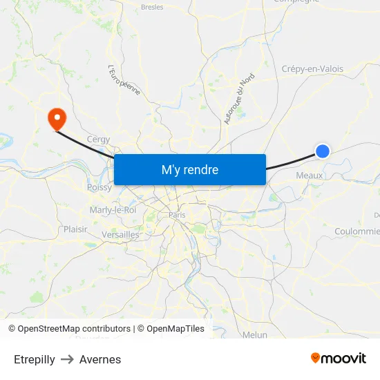 Etrepilly to Avernes map