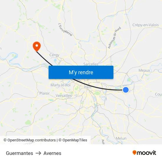 Guermantes to Avernes map