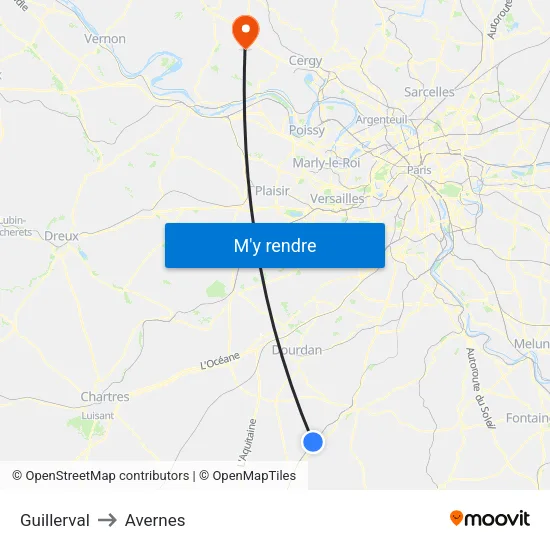 Guillerval to Avernes map